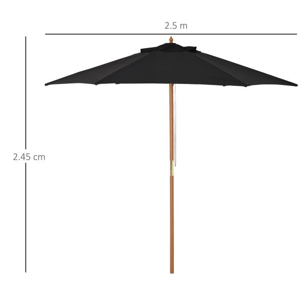 Sonnenschirm Gartenschirm 3-stufig Bambus 180/ Polyester Schwarz