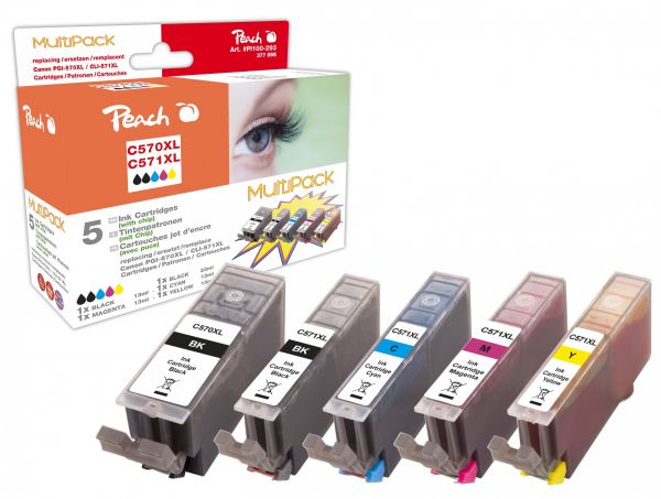 Peach Spar Pack Tintenpatronen XL kompatibel zu Canon PGI-570XL, CLI-571XL