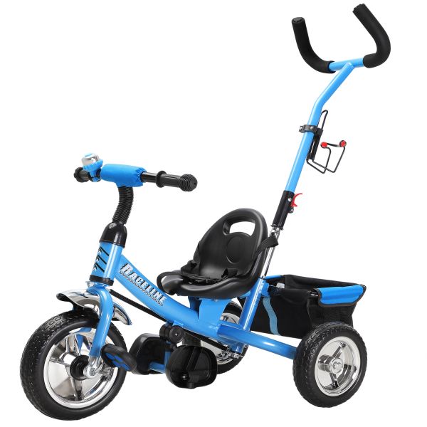 Spielwerk® Kinderdreirad Raceline - Metall - Schiebestange - Blau