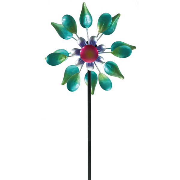 Doppel-Metall-Windrad Blume mehfarbig