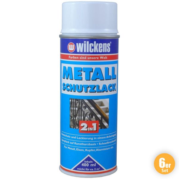 Wilckens Metall-Schutzlack Spray 2in1 Weiß 6er Set