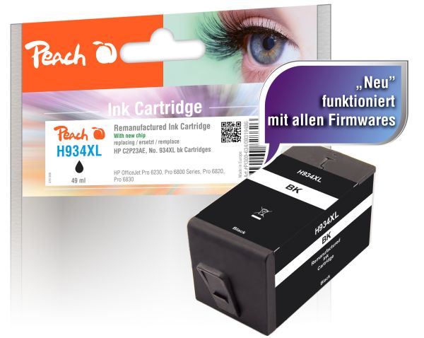 Peach Tintenpatrone mit Chip, schwarz HC kompatibel zu HP No. 934XL, C2P23AE