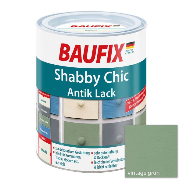 BAUFIX Shabby Chic Antik-Lack, Vintage-Grün 4 er Set