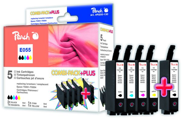 Peach Spar Pack Plus Tintenpatronen ersetzt Epson T0556, T0551