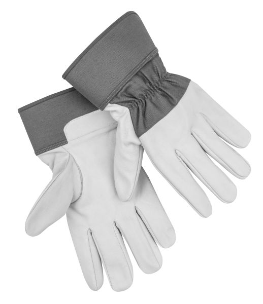 Kraft Werkzeuge Ziegenleder-Handschuhe, Größe 10 - Grau/Weiß