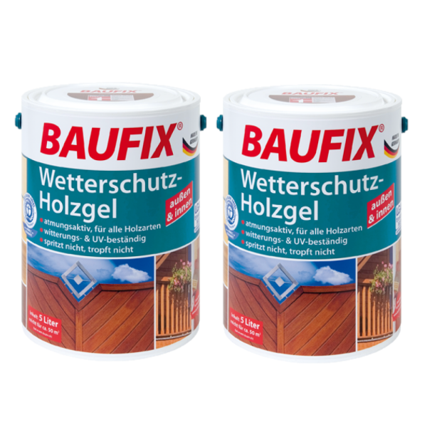 BAUFIX Wetterschutz-Holzgel nussbaum 5 L 2-er Set