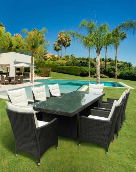 Solax-Sunshine Gartenmöbel Rattan-Set, Tisch mit 8 Stühle