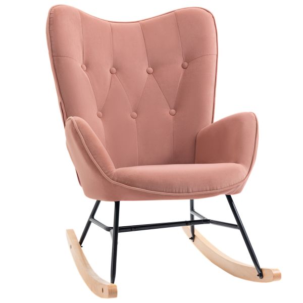 HOMCOM Schaukelstuhl mit Stahlrahmen gepolstert Relax Stuhl Sessel Stuhl Wohnzimmersessel Lounge mit