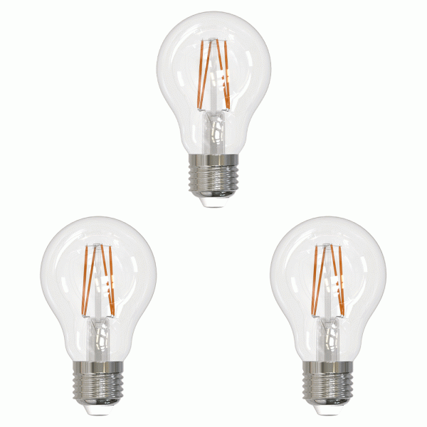 I-Glow LED-Filament-Leuchtmittel-Set, Birne E27 klar - 3er-Set