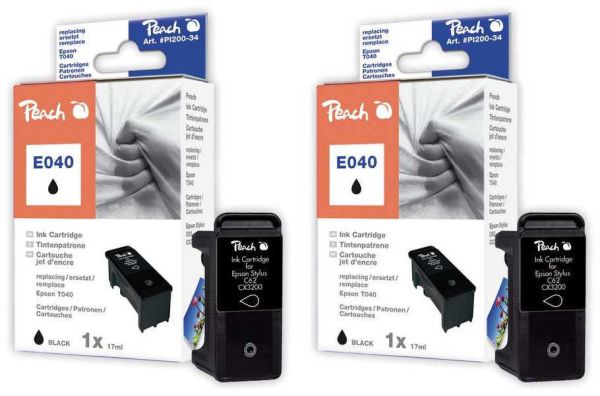 Peach Doppelpack Tintenpatronen schwarz kompatibel zu Epson T040120