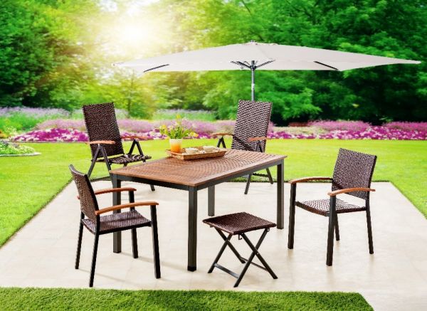 Solax-Sunshine Alu-Gartentisch mit Holzplatte GENUA - Braun SE