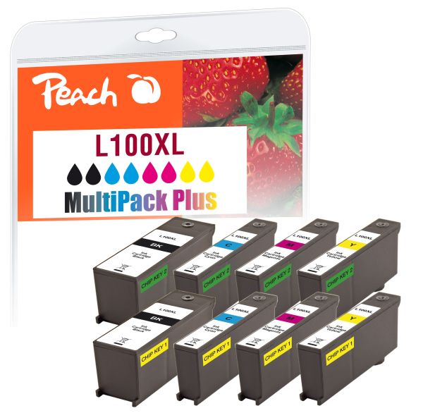 Peach Spar Pack Tintenpatronen ersetzt Lexmark No. 100XLBK*2/C/M/Y