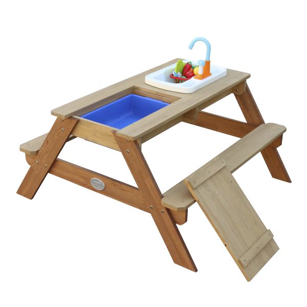 Emily Sand & Wasser Picknicktisch mit Spielküchenspüle Braun