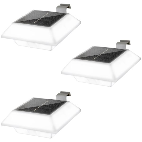 I-Glow LED-Solar-Dachrinnenlicht, Weiß - 3er-Set