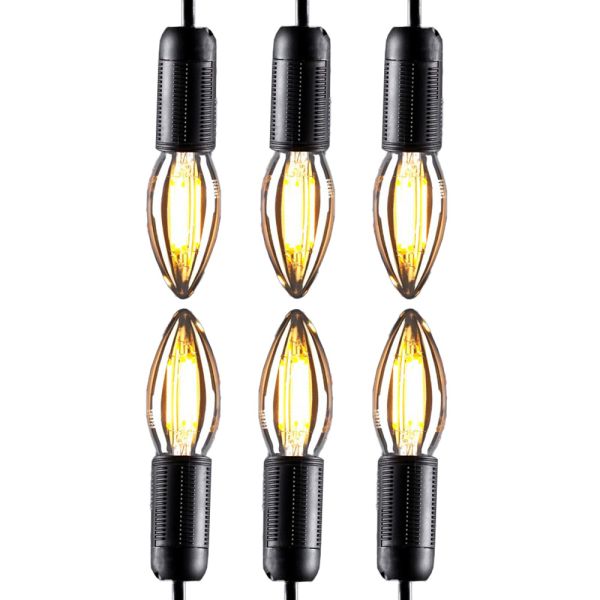 I-Glow Leuchtmittel Filament Gold - Kerze, E14, 4W 6er Set