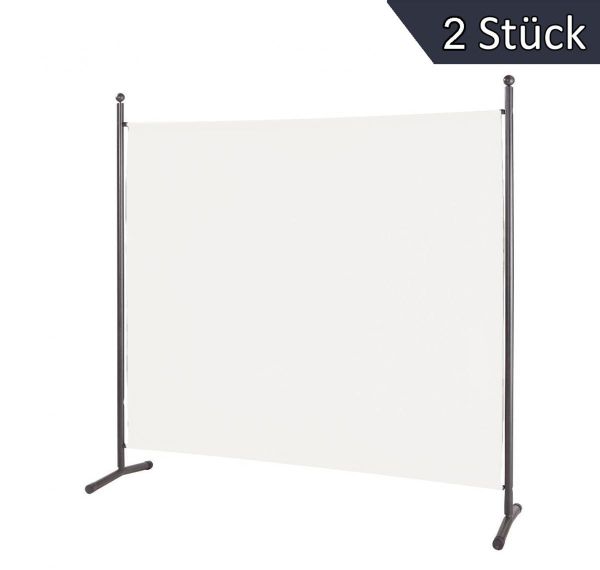 Grasekamp Doppelpack Stellwand 180x180 cm - weiß - Paravent Raumteiler Trennwand Sichtschutz