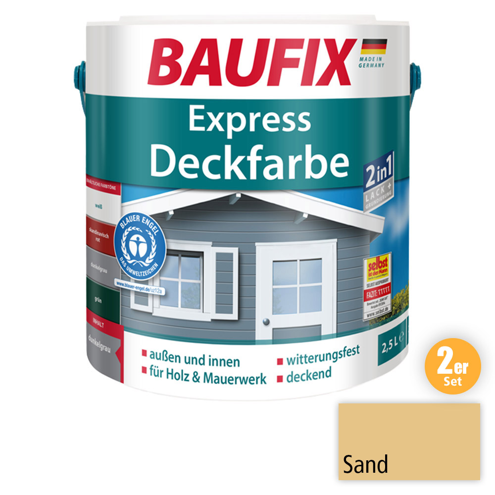 BAUFIX 2in1 Express Deckfarbe sand 2,5 L 2er Set | Norma24