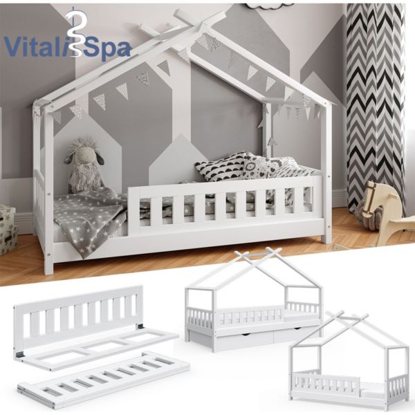 VitaliSpa® Rausfallschutz für Kinderbett Bettschutzgitter Bettgitter 120cm Holz