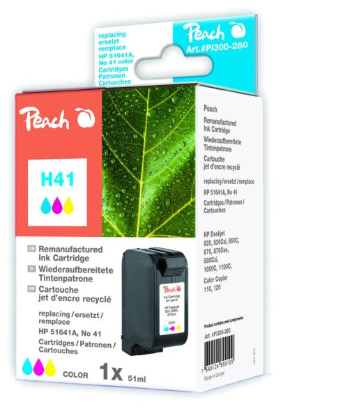 Peach Tintenpatrone color kompatibel zu HP, Apple No 41, 51641A