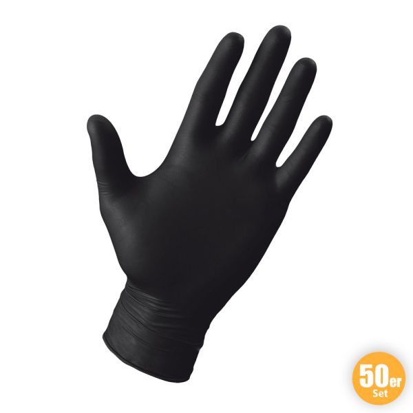 Multitec Latex-Handschuhe, Größe M - Schwarz, 50er-Set