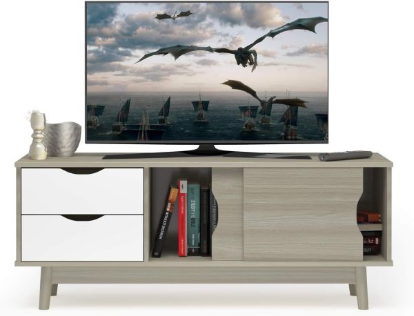 COSTWAY Modernes TV-Regal, TV-Schrank für Fernseher bis zu 60 Zoll