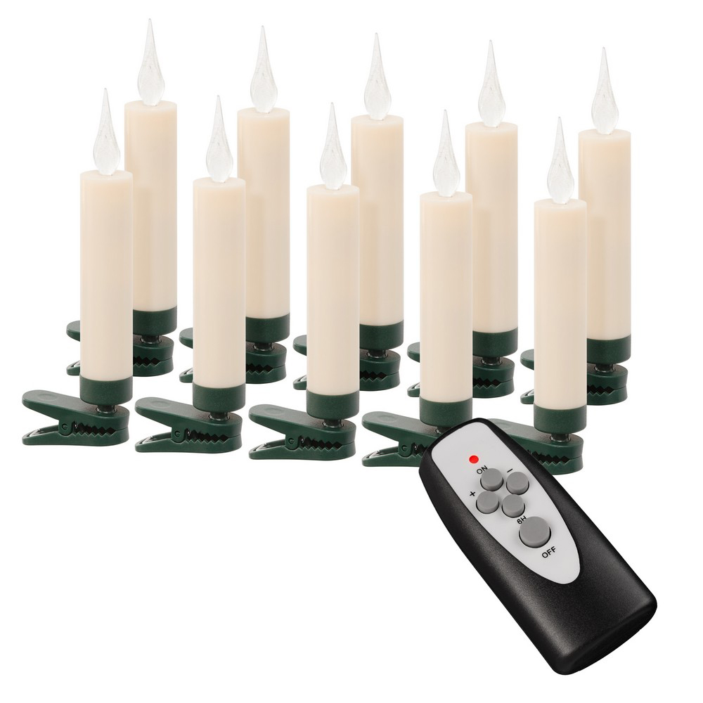 Bonetti Kabellose LED-Weihnachtskerzen mit Acryl-Flamme, 10 Stück | Norma24 | Weihnachtsbaumkerzen