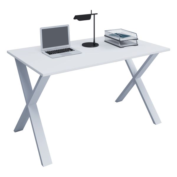 VCM Schreibtisch "Lona" 140x50 X-Fußgestell Weiß/Weiß