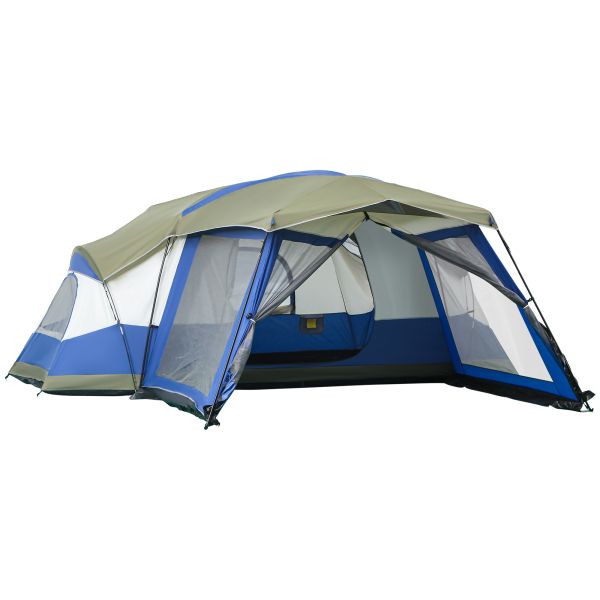 Outsunny Camping Zelt 6-8 Personen Zelt Familienzelt mit Vorraum 2 Fenster Kuppelzelt PU3000mm für T