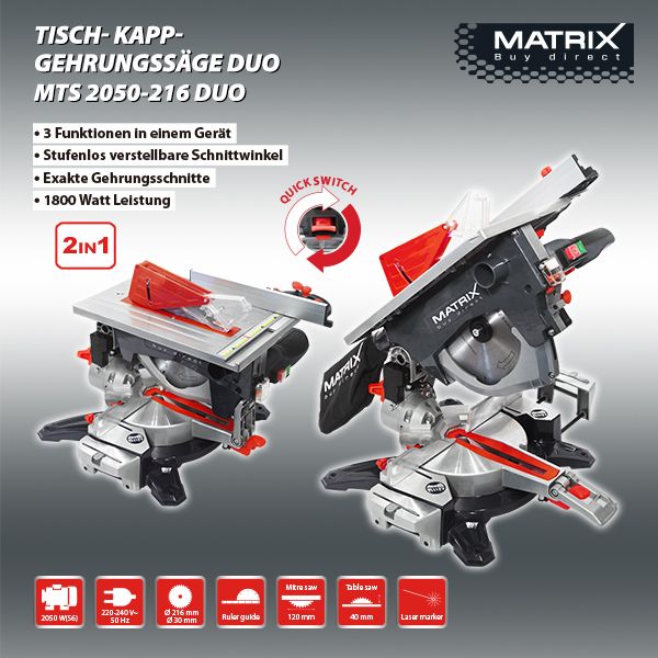 Matrix Tisch-Kapp Gehrungssäge MTS 2050-216 Duo