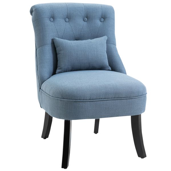 HOMCOM Relaxsessel mit Rückenkissen, Sessel, Fernsehsessel, Erhöhte Füße, Leinen, Blau, 52,5 x 69 x