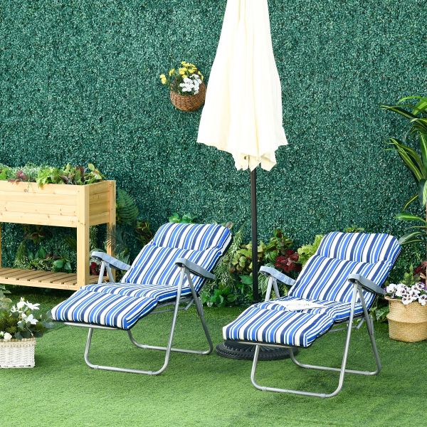 2er-Set Liegestuhl Set mit Kissen klappbar Sonnenliege 5 Stufen verstellbarer Rückenlehne Gartenlieg