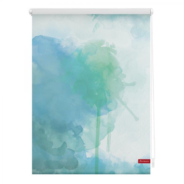 Lichtblick Rollo Klemmfix, ohne Bohren, blickdicht, Aquarell - Blau Grün, 45 x 150 cm (B x L)
