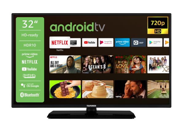 Telefunken D32H554X2CWI 32 Zoll Fernseher/Android TV (HD Ready, HDR, Smart TV, Google Play Store, Go