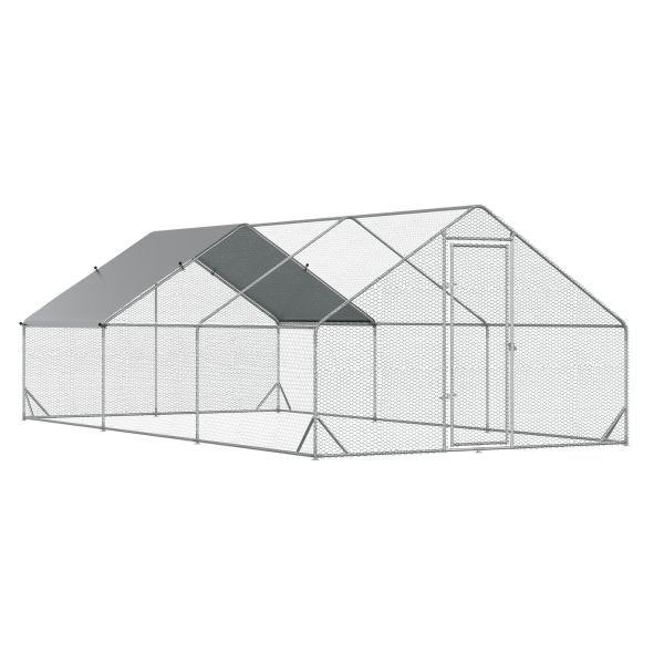 PawHut Hühnerstall Freilaufgehege XXL mit Schatten Dach Stahl 3 x 6 x 2 m