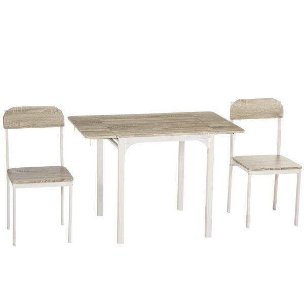 3 TLG Esszimmergruppe Essgruppe mit 2 Stühlen und 1 Tisch Esstisch Set mit Klappbarer Tischplatte fü