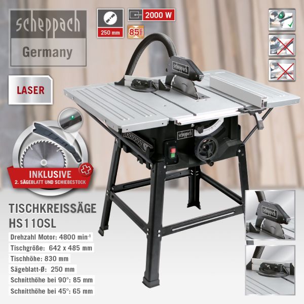 DETAIL Scheppach Tischkreissäge HS110SL