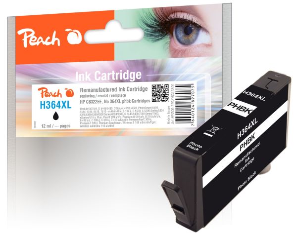 Peach Tintenpatrone mit Chip, foto schwarz kompatibel zu HP No. 364XL, CB322EE