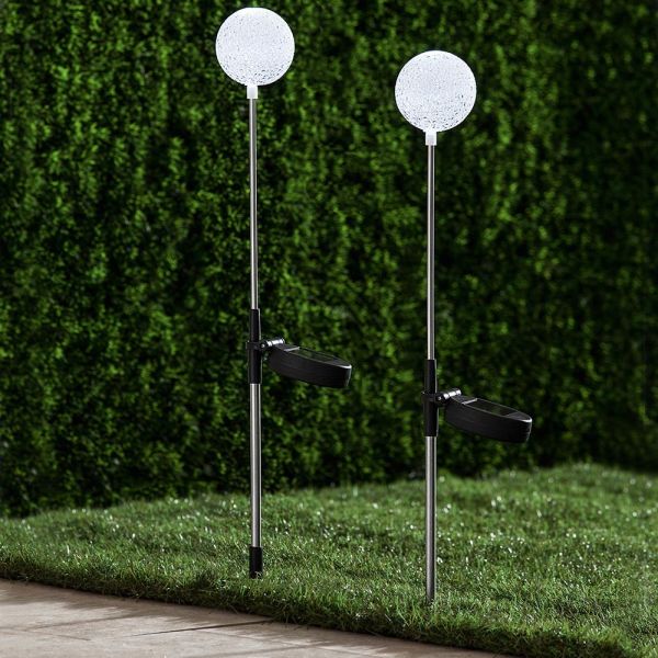 I-Glow Solar LED-"Softball" Leuchte, 2er Set mit Farbwechsel