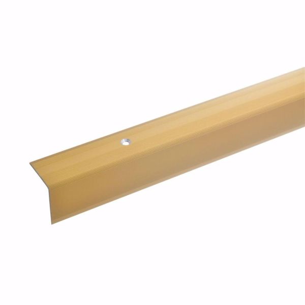acerto® Alu Treppenwinkel-Profil 135cm 32x30mm gold gebohrt