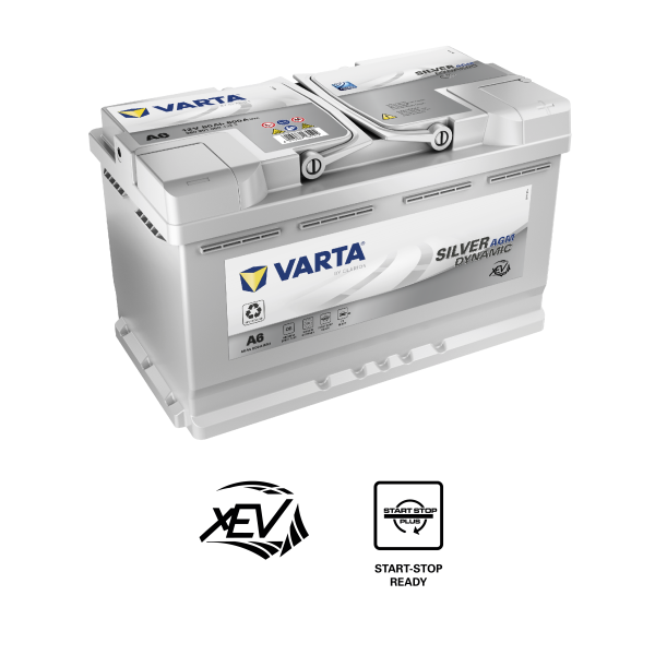 VARTA Silver Dynamic AGM XEV 580901080J382 Autobatterien, A6, 12 V 80 Ah, 800 A, ersetzt Varta F21