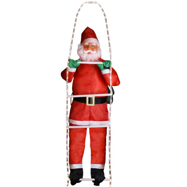 Weihnachtsmann auf Leiter LED 240 x 39 x 39cm mehrfarbig/warmweiß