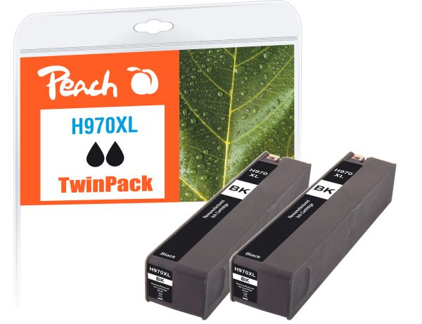 Peach 2 x Tintenpatrone schwarz ersetzt HP No. 970XL bk*2