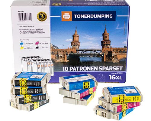 TONERDUMPING XL-Druckerpatronen kompatibel zu Epson 16XL/ T1621 - T1624, 10er Set