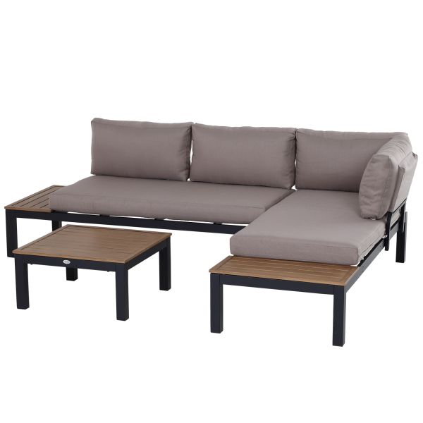 Outsunny 3-teiliges Gartenmöbel-Set mit Beistelltisch Sofa mit Kissen 164 x 74 x 69 cm