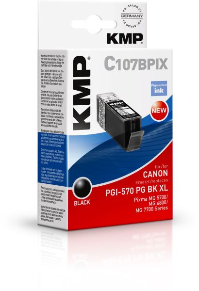 KMP C107BPIX Tintenpatrone ersetzt Canon PGI570PGBKXL (0318C001)