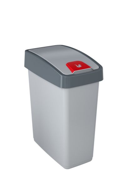 Toptex Abfallbehälter 25L mit Flip-Deckel, helles silber