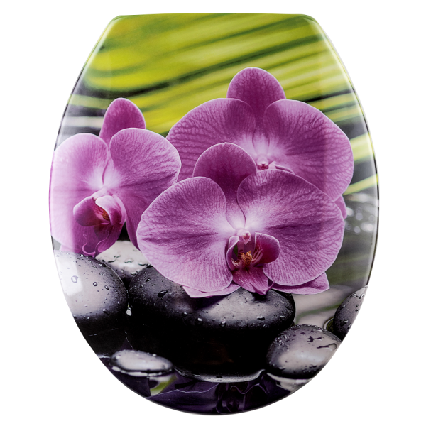 Badkomfort hochwertiger Duroplast WC Sitz mit Absenkautomatik Orchidee