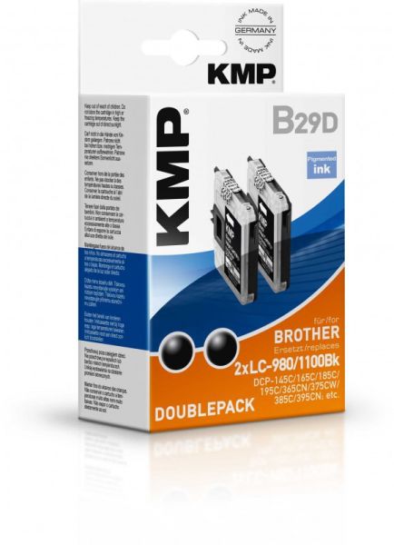 KMP B29D Tintenpatrone ersetzt Brother LC980BK/LC1100BK