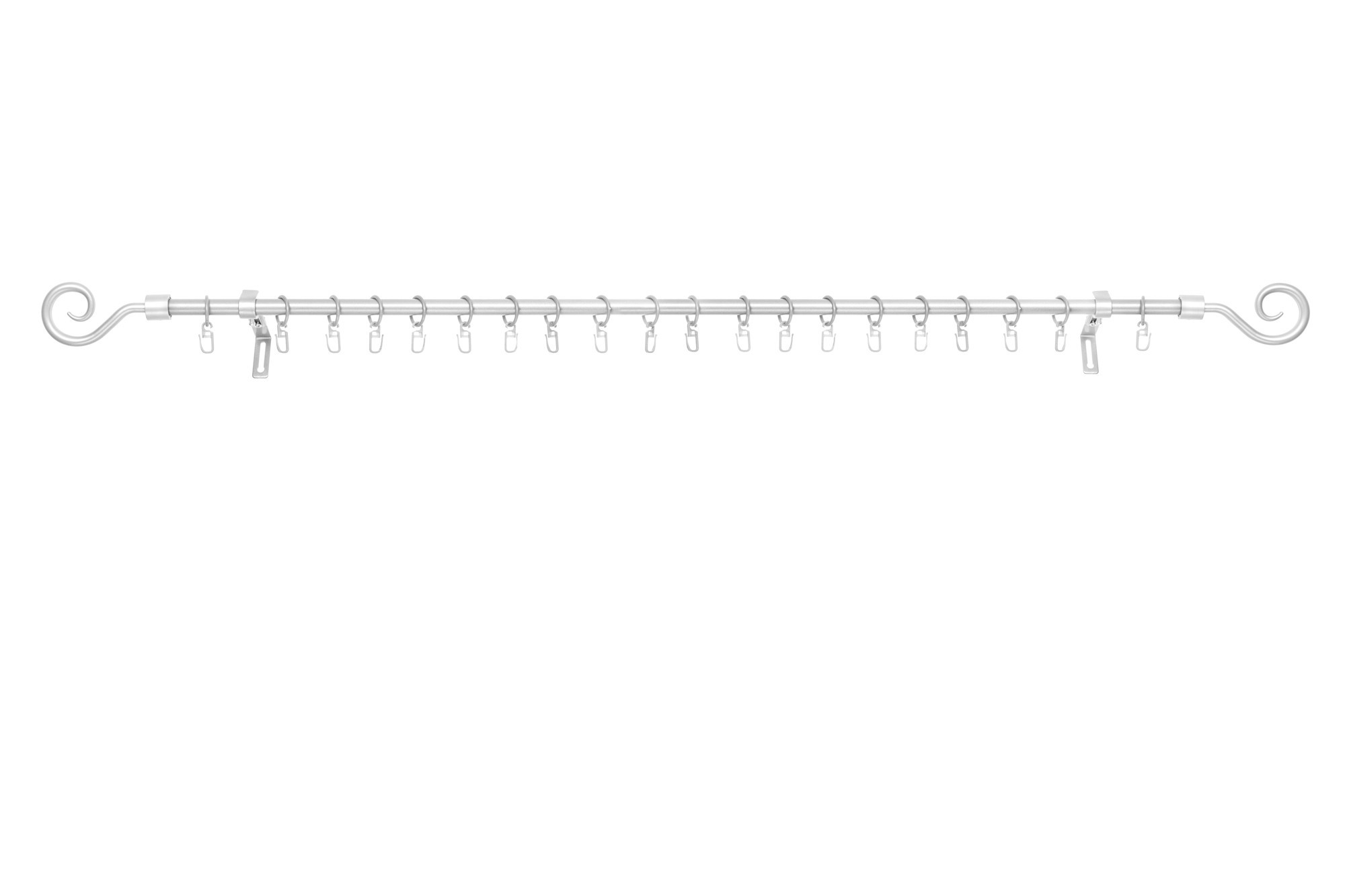 Lichtblick Gardinenstange Kringel, 16 mm, ausziehbar 130 - 240 cm - Silber  | Norma24