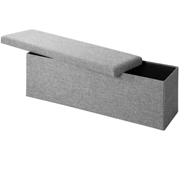 Casaria® Sitzbank Grau 115x38x38cm mit Stauraum faltbar